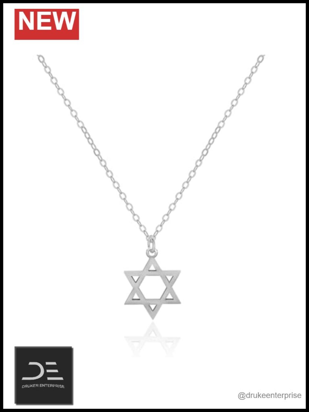 Genuine 925 Sterling Silver Star of David Pendant Necklace for Women